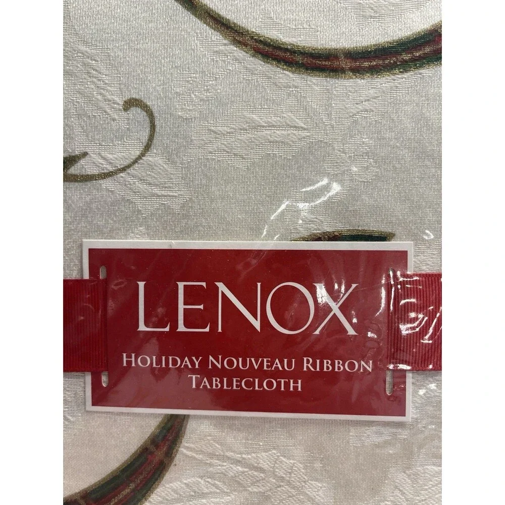Lenox Holiday Nouveau Plaid Ribbon 52x70” Tablecloth NEW